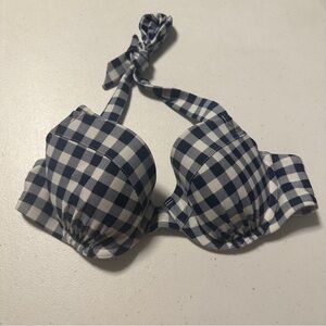 Aerie Navy and White Checkered Bikini Top